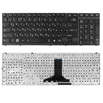 Клавиатура для ноутбука Toshiba Satellite A660, A665, Qosmio X770, P750, P755, черная, рамка черная