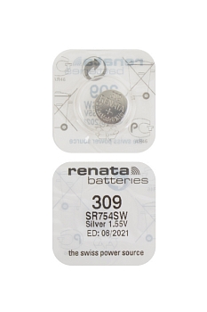 Батарейка (элемент питания) Renata SR754SW 309 (0%Hg), 1 штука