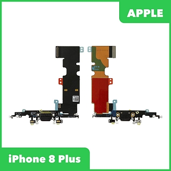 Системный разъем (разъем зарядки) для iPhone 8 Plus, микрофон (черный) Premium Quality