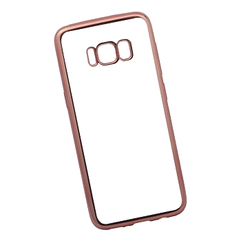 Чехол силиконовый "LP" для Samsung Galaxy S8 TPU (прозрачный с розовой хром рамкой (европакет))