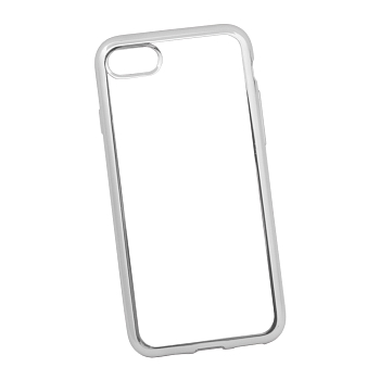 Силиконовый чехол "LP" для Apple iPhone 7, 8 TPU (прозрачный с серебряной хром рамкой) (европакет)