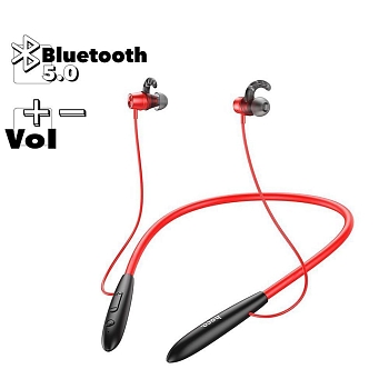Bluetooth гарнитура HOCO ES61 Manner BT5.0, внутриканальная, громкость +/- (красный)