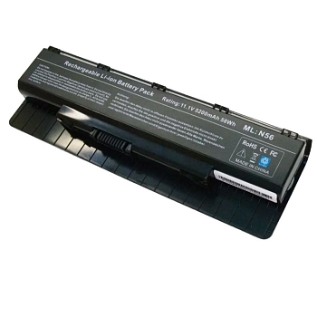 Аккумулятор (батарея) для ноутбука Asus N46, N56, N76, (A32-N56), 5200мАч, 11.1B, черный