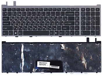 Клавиатура для ноутбука Sony VGN-AW, черная с серой рамкой