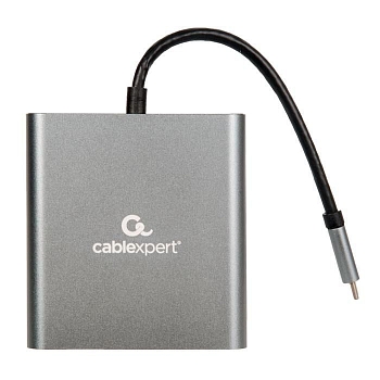 Адаптер интерфейсов (USB-C концентратор) Cablexpert A-CM-COMBO6-01, USB-CM 6-в-1 (Hub3.0, HDMI, VGA, кардридер, стерео-звук)