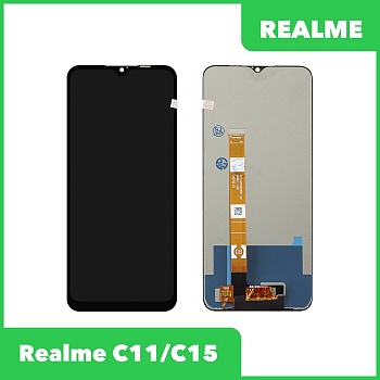 LCD дисплей для Realme C11, C15 в сборе с тачскрином (черный)