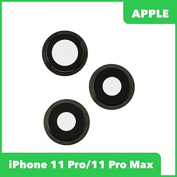 Стекло камеры + рамка для Apple iPhone 11 Pro, 11 Pro Max (комплект 3 шт.), зеленый