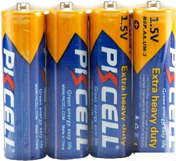 Батарейка (солевой элемент питания) PKCELL, 1, 5 В, пальчиковая, AA R6P-4B, 4 шт, в блистере