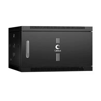 Cabeus SH-05F-6U60/45m-BK Шкаф телекоммуникационный настенный 19" 6U 600x450x368mm (ШхГхВ) дверь металл, цвет черный (RAL 9004)