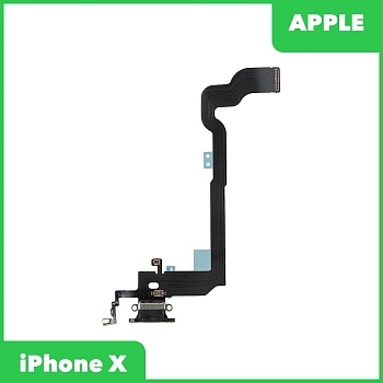 Разъем зарядки для телефона Apple iPhone X c микрофоном, черный