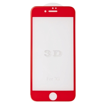Защитное стекло "LP" для Apple iPhone 8, 7 Tempered Glass 3D с рамкой 0.33 мм, 9H, красное (ударопрочное)
