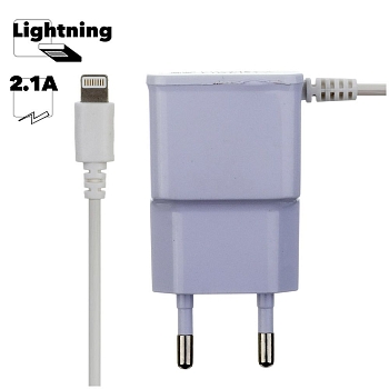 Сетевое зарядное устройство "LP" для Apple 8-pin, 2.1А (белый, европакет)