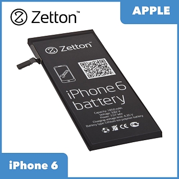 Аккумулятор Zetton для телефона iPhone 6 1850 mAh, Li-Pol аналог 616-0805